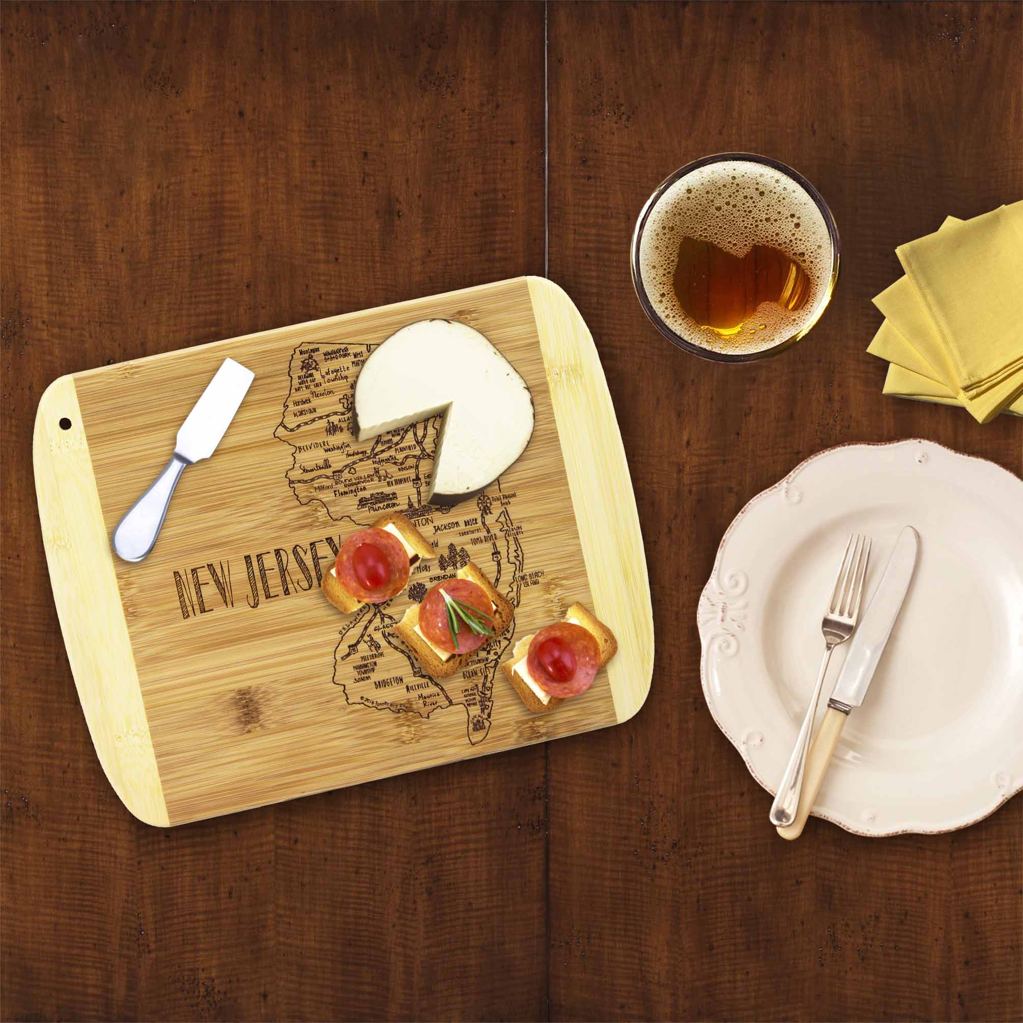 Premium New Jersey Themed Wooden Cutting Board - 11
