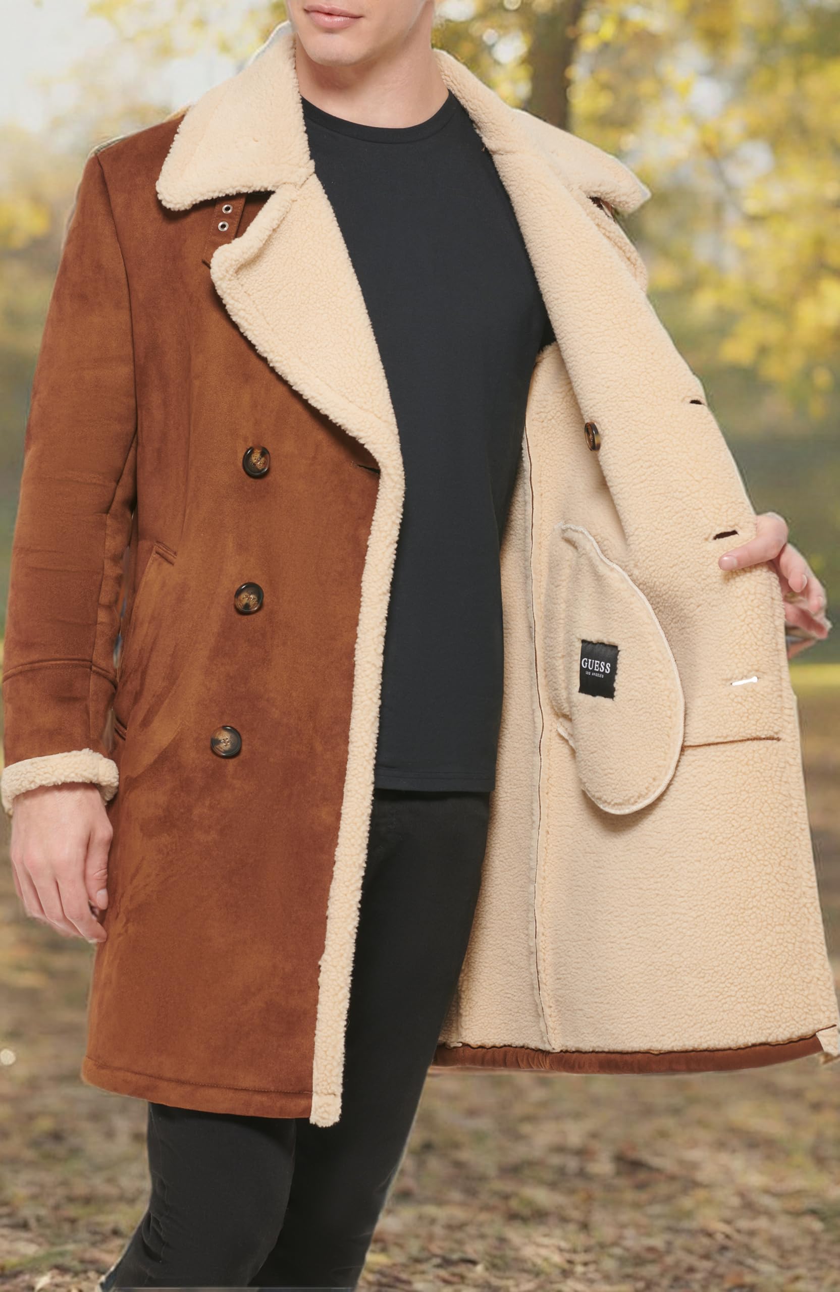 Cole Haan Men's Faux Shearling Winter Coat - Warm & Stylish Jacket for Cold Weather - Perfect for Outdoor Activities & Casual Wear