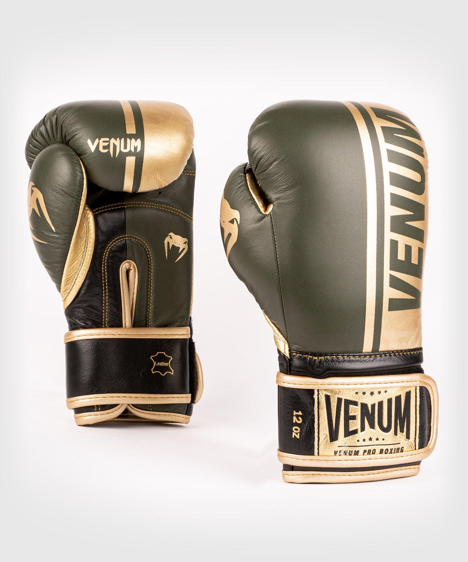 Venum Shield Pro Boxing Gloves for Men & Women - Premium Velcro Training Gloves for MMA, Kickboxing & Heavy Bag Workouts (Khaki/Gold) - Ideal for Gym, Sparring & Fitness Training