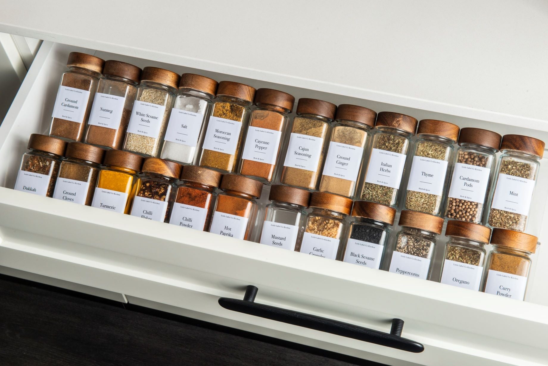Premium Acacia Wood Spice Jars with Shaker Lids - 125ml (4.2oz) Glass Bottles for Kitchen, Pantry & Spice Organization - Perfect for Herbs, Seasonings & Cooking Essentials