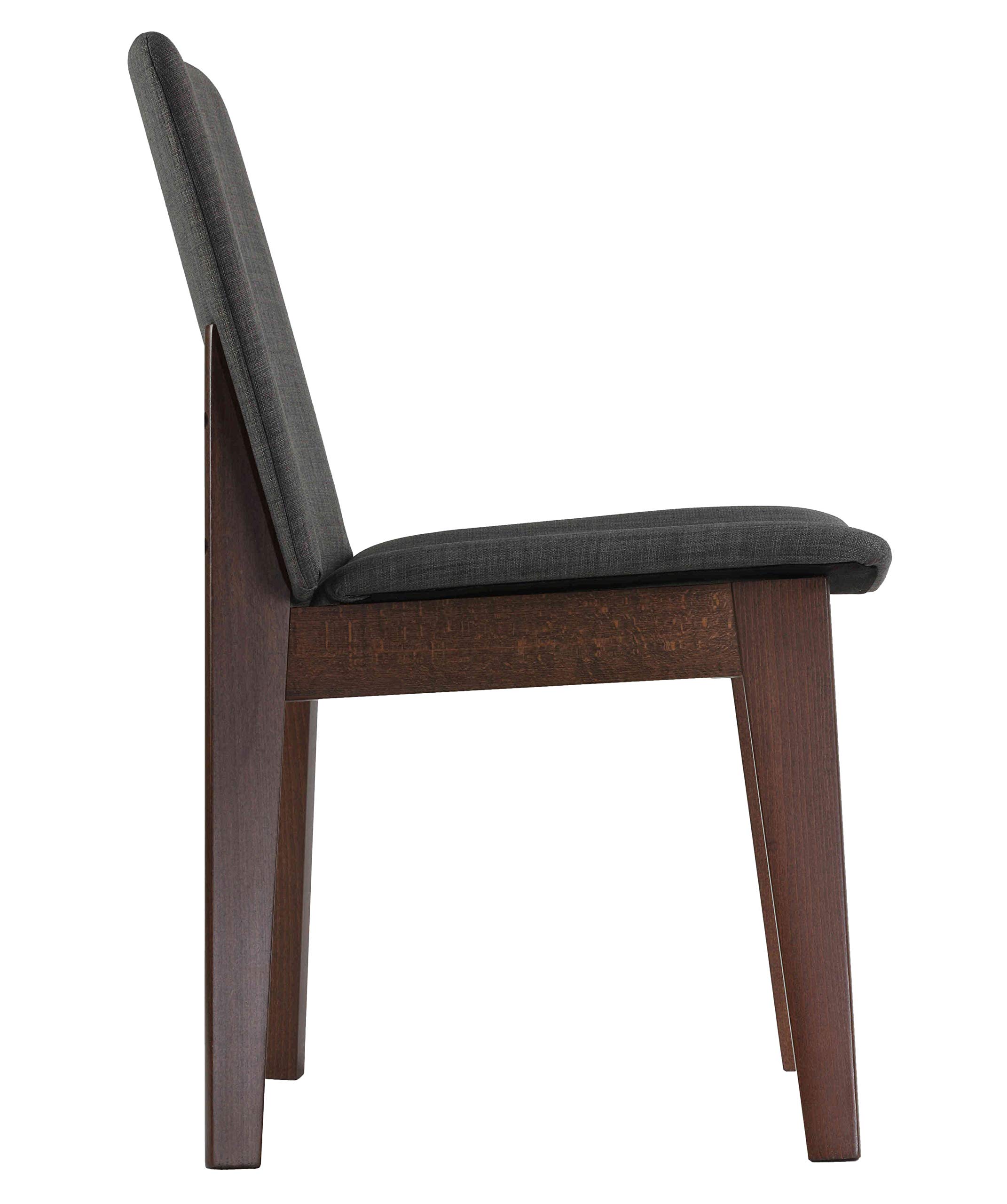 Cortesi Home Bjorn Dining Chair Set of 2 - Charcoal Grey Fabric Upholstered Modern Kitchen & Dining Room Chairs for Home & Restaurant Use