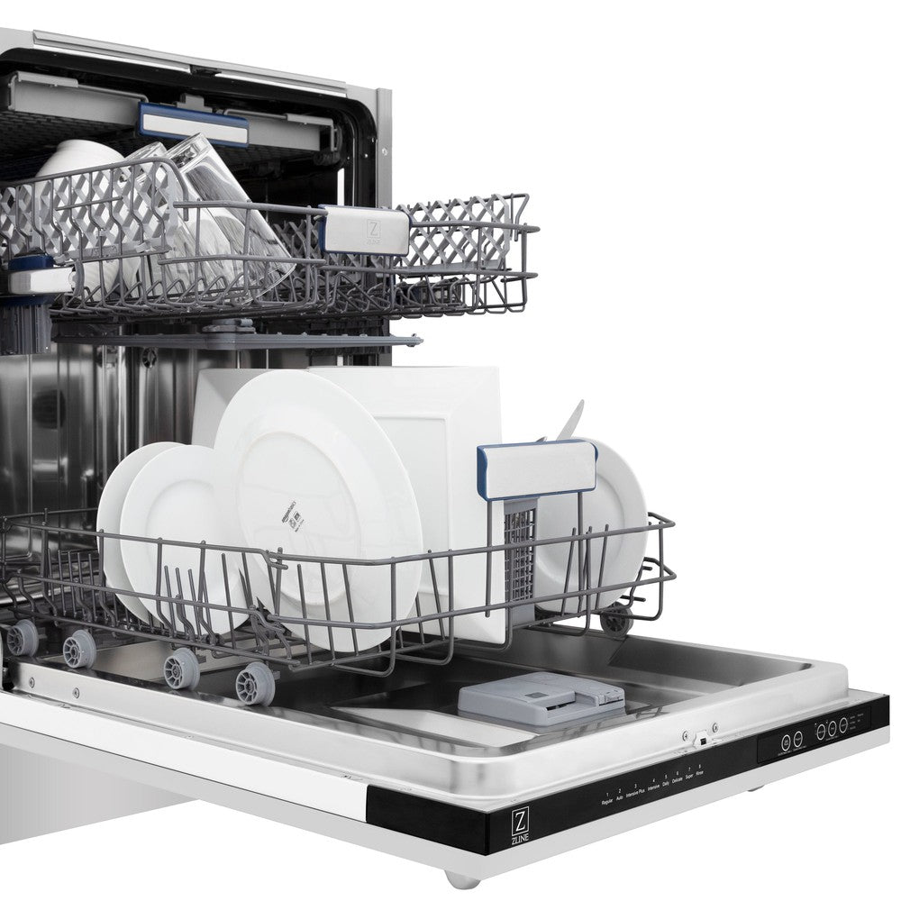 ZLINE 48-inch Stainless Steel Kitchen Package: Dual Fuel Range, Convertible Vent Hood, Microwave Drawer & Dishwasher - Professional 5KPR RARH48 MWDWV Set for Modern Home Cooking & Entertaining