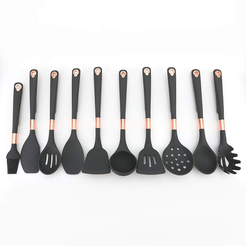 SYALEO 10-Piece Silicone Kitchen Utensil Set - Non-Stick, Heat Resistant Cooking Tools with Stainless Steel Handles - Perfect for Baking, Frying & Everyday Meal Prep