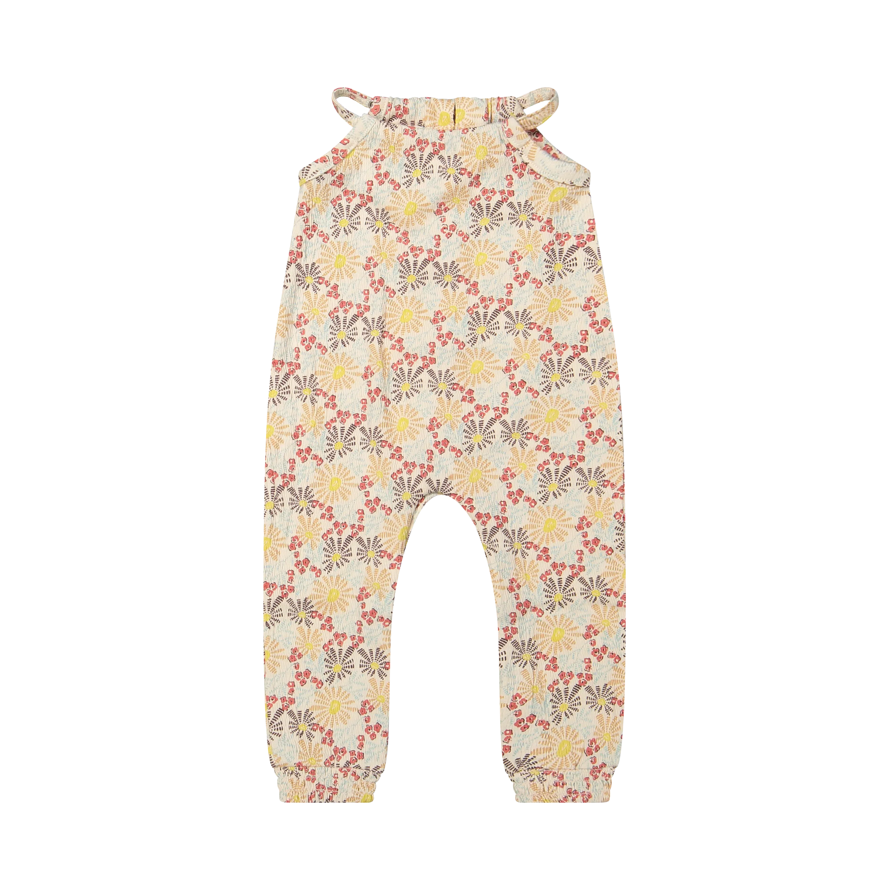 Organic Sleeveless Romper Jumpsuit - Sea Flower Print | Women's Summer Casual Outfit | Beach Wear, Vacation, Outdoor Activities