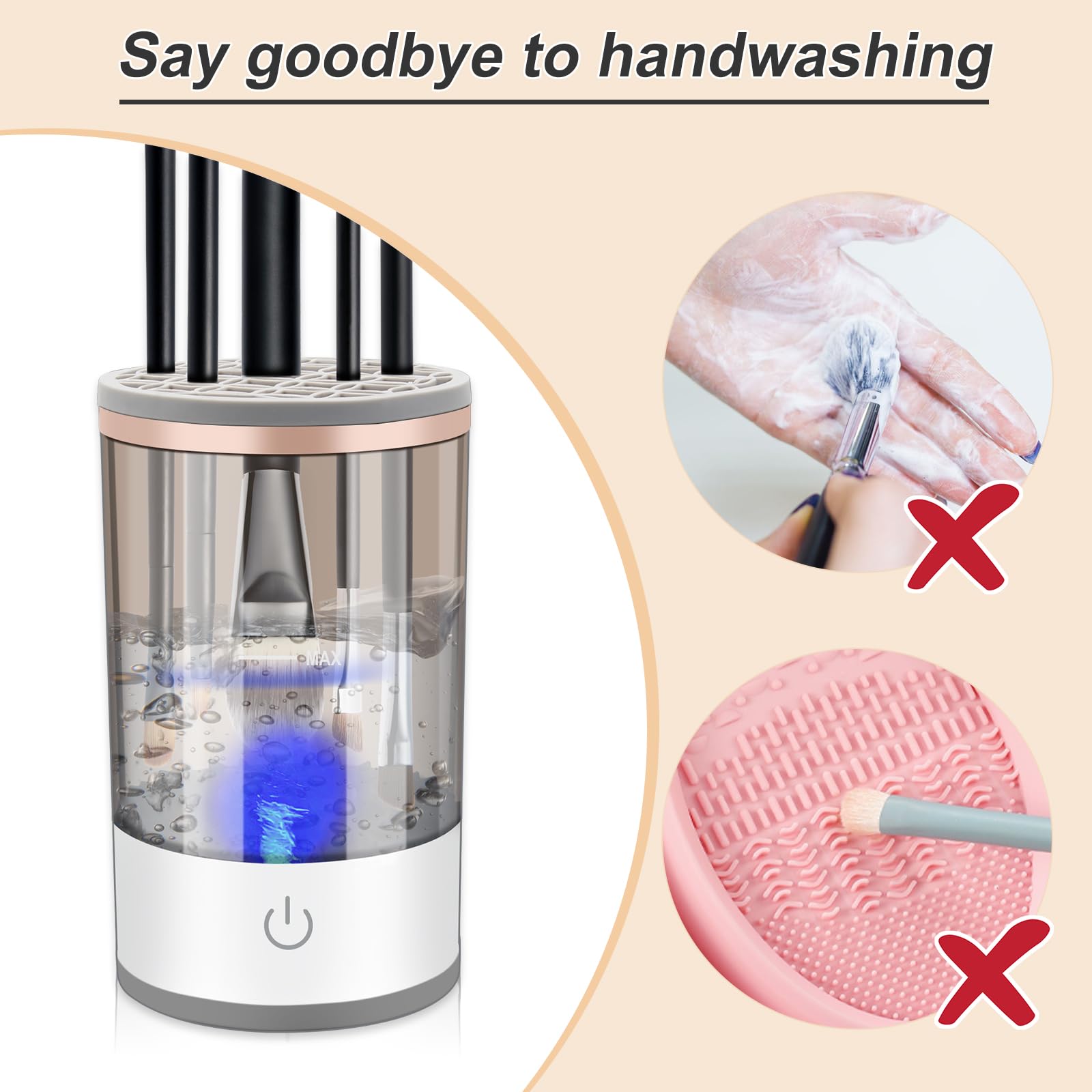 Upgraded Automatic Electric Makeup Brush Cleaner Machine - Silicone Beauty Blender & Brush Washer for Professional Cosmetic Tools | Perfect for Home Salon, Makeup Artists & Travel Kit Organization