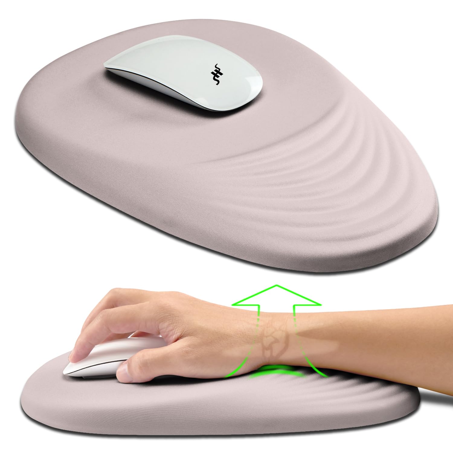 Ergonomic Mouse Pad with Wrist Support - Memory Foam Wrist Rest for Carpal Tunnel Pain Relief, Comfortable Terraced Slope Design (Misty Rose, 11.8x7.9 in) - Perfect for Office Work, Gaming & Computer Use