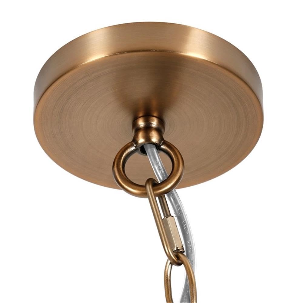 Henn&Hart 9 Inch Brass Metal and Glass Pendant Light Fixture - Vintage Industrial Ceiling Lighting for Dining Room, Kitchen, or Bedroom