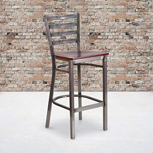 Mahogany Wood Seat/Clear Coated Metal Frame