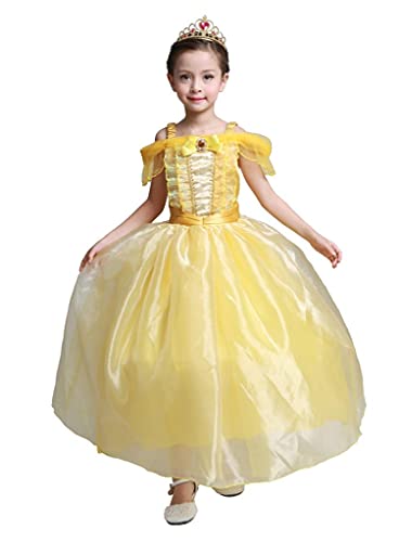 Princess Costume for Toddler Girls - Elegant Daisy Dress with Accessories for Halloween, Birthday Parties & Dress-Up Play | Yellow Fancy Outfit