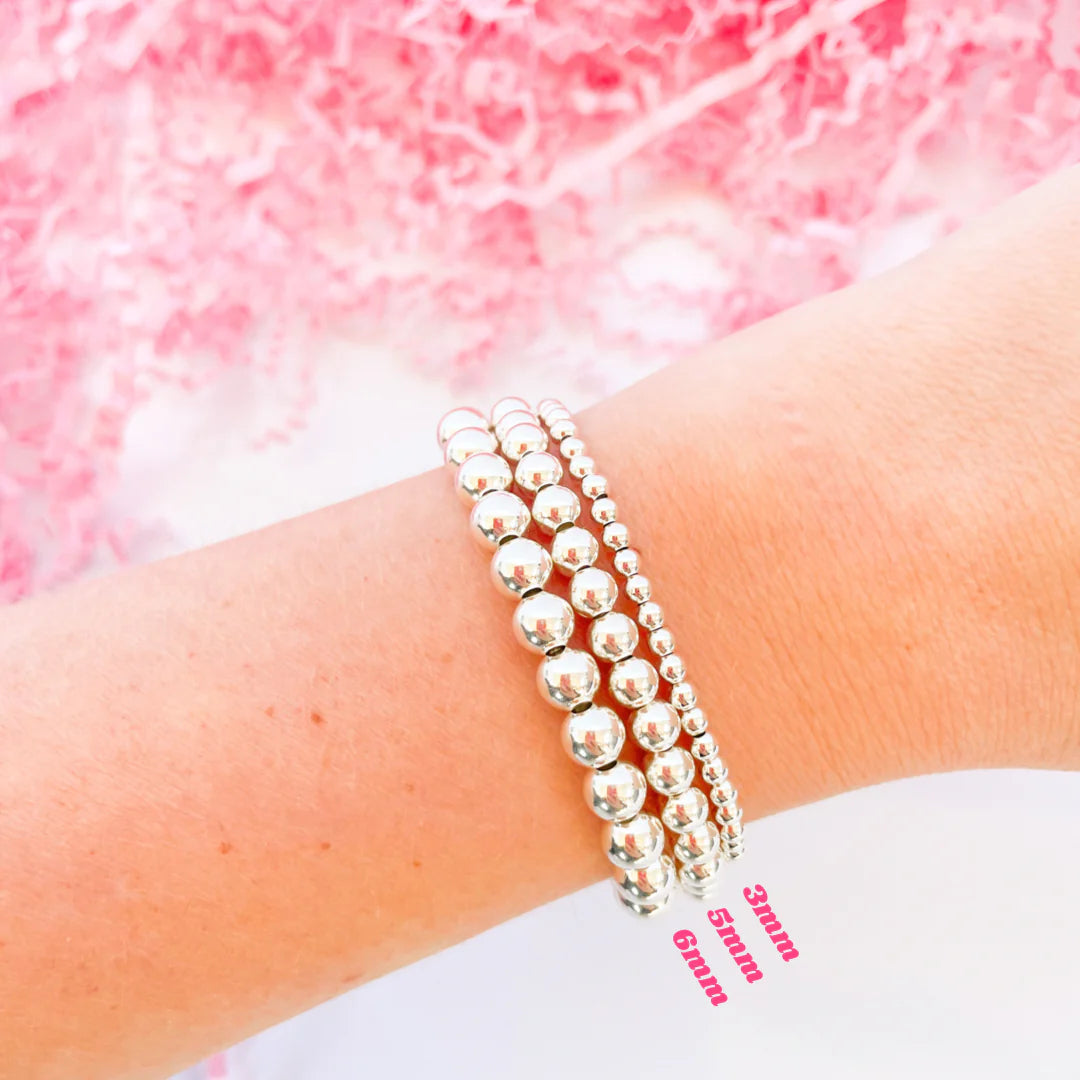 3MM Silver Beaded Bracelet for Women - Elegant Handmade Jewelry Gift for Birthday, Anniversary & Special Occasions