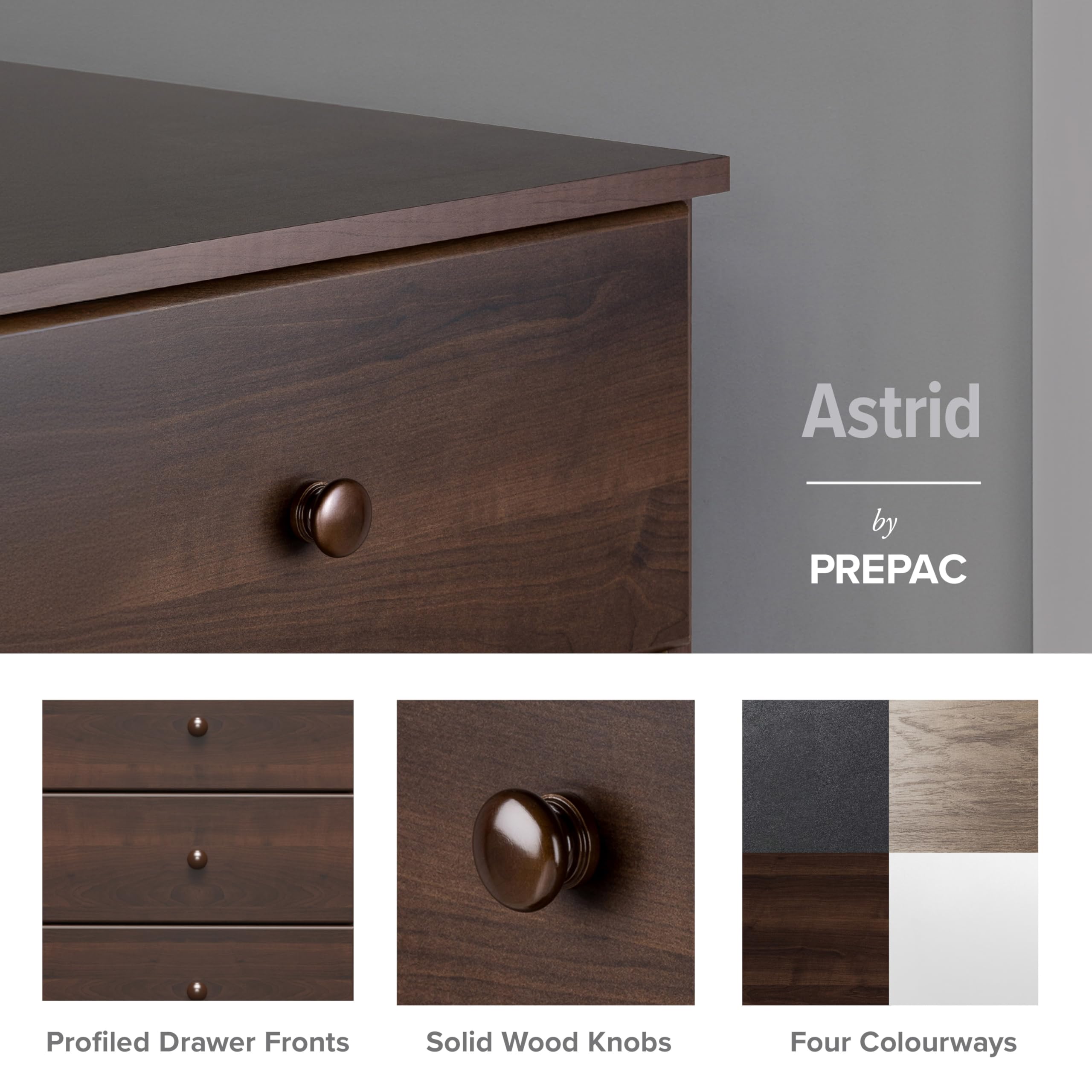 Prepac Astrid 6-Drawer Double Dresser - Espresso Finish, 47.5