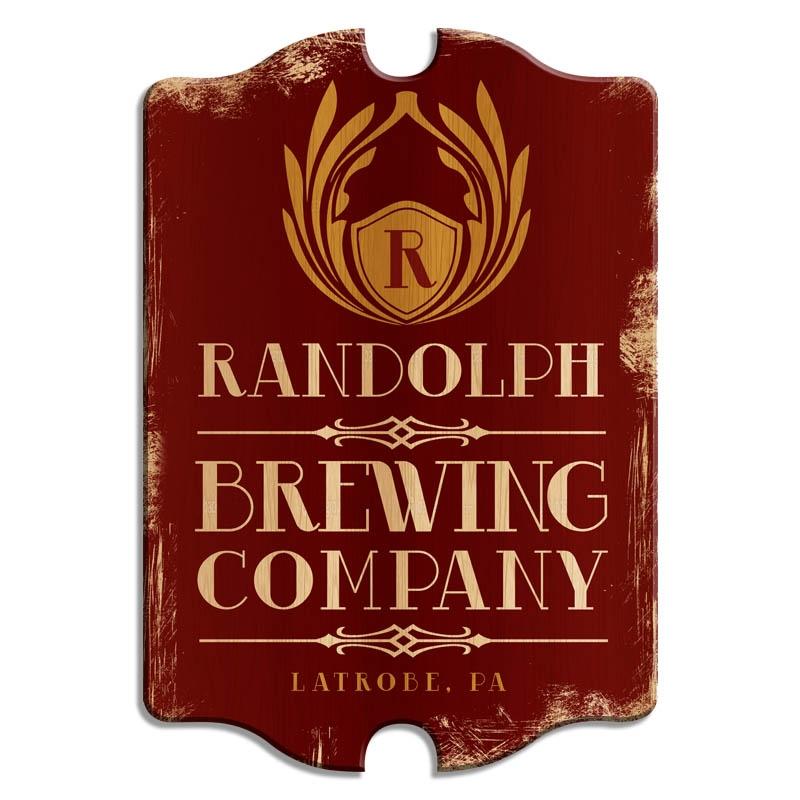 Custom Tavern Shaped Wood Bar Sign - Rustic Pub Decor for Home Bars, Man Caves & Breweries - Perfect for Home Brewing, Game Nights & Themed Parties (Red)