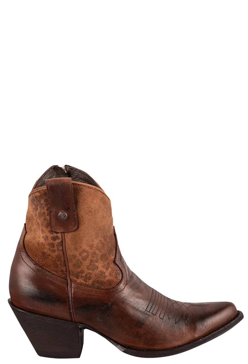 Old Gringo Goat Corinna Leopardito Booties Tan - Women's Western Ankle Boots for Cowgirl Fashion & Country Dancing