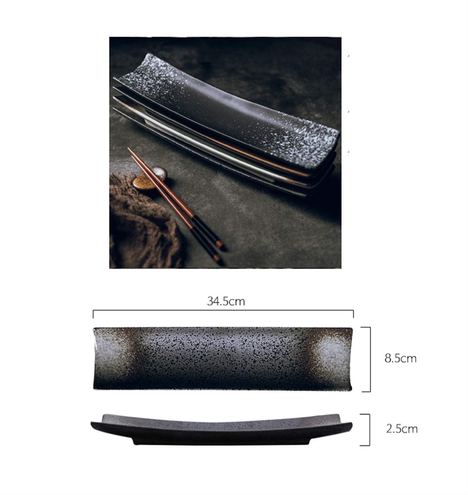 ZLH 14-inch Japanese Sushi Plates - Set of 4 Ceramic Square Platters for Restaurants, Hotels & Home Use - Elegant Retro Tableware for Sushi, Desserts & Snacks | Perfect for Dining, Entertaining & Special Occasions