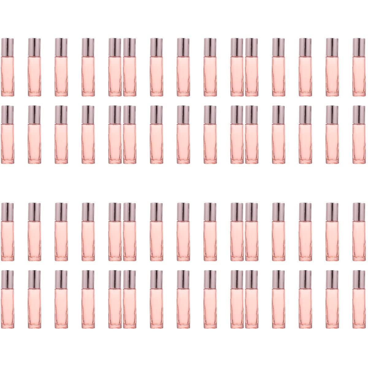 DOITOOL 60-Piece 10ml Essential Oil Roller Bottles Set - Portable Refillable Glass Roll-On Bottles for Aromatherapy, DIY Blends & Travel (Pink) | Perfect for Relaxation, Gifts & On-the-Go Use