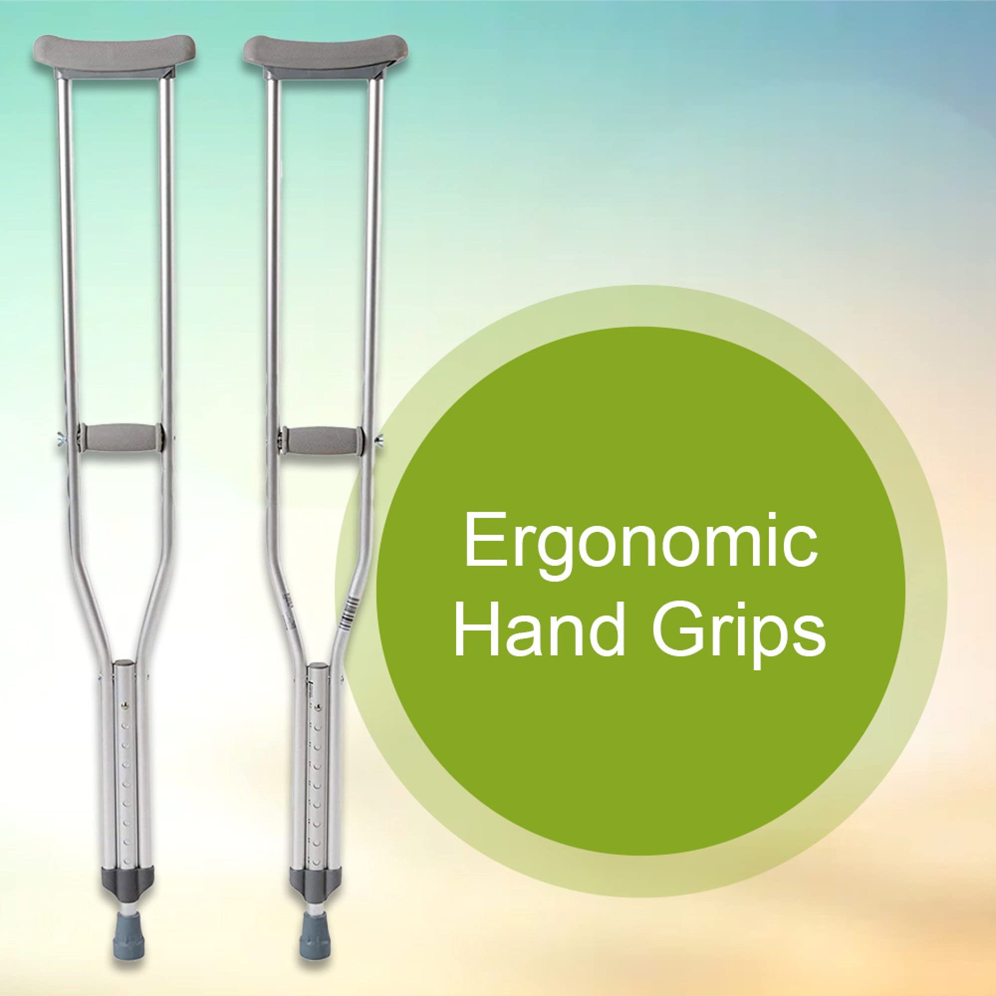 McKesson Aluminum Frame Underarm Crutches for Adults - Adjustable Height, 350 lb Weight Capacity, Push Button Mechanism (Set of 8) - Ideal for Injury Recovery, Mobility Assistance & Post-Surgery Support