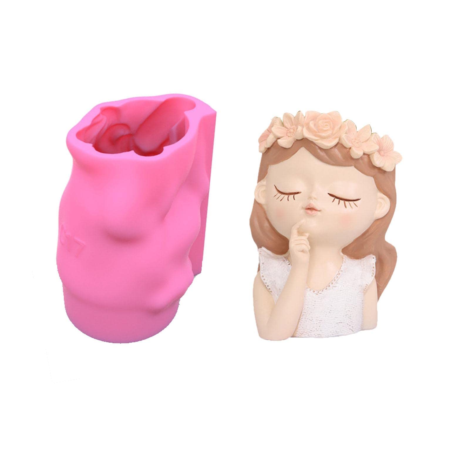 Naysku Silicone Flower Pot Mold - DIY Concrete, Clay & Resin Planter Molds for Garden Decor, Soap & Cake Making - Creative Girl Head Flower Pot Design for Home & Craft Projects