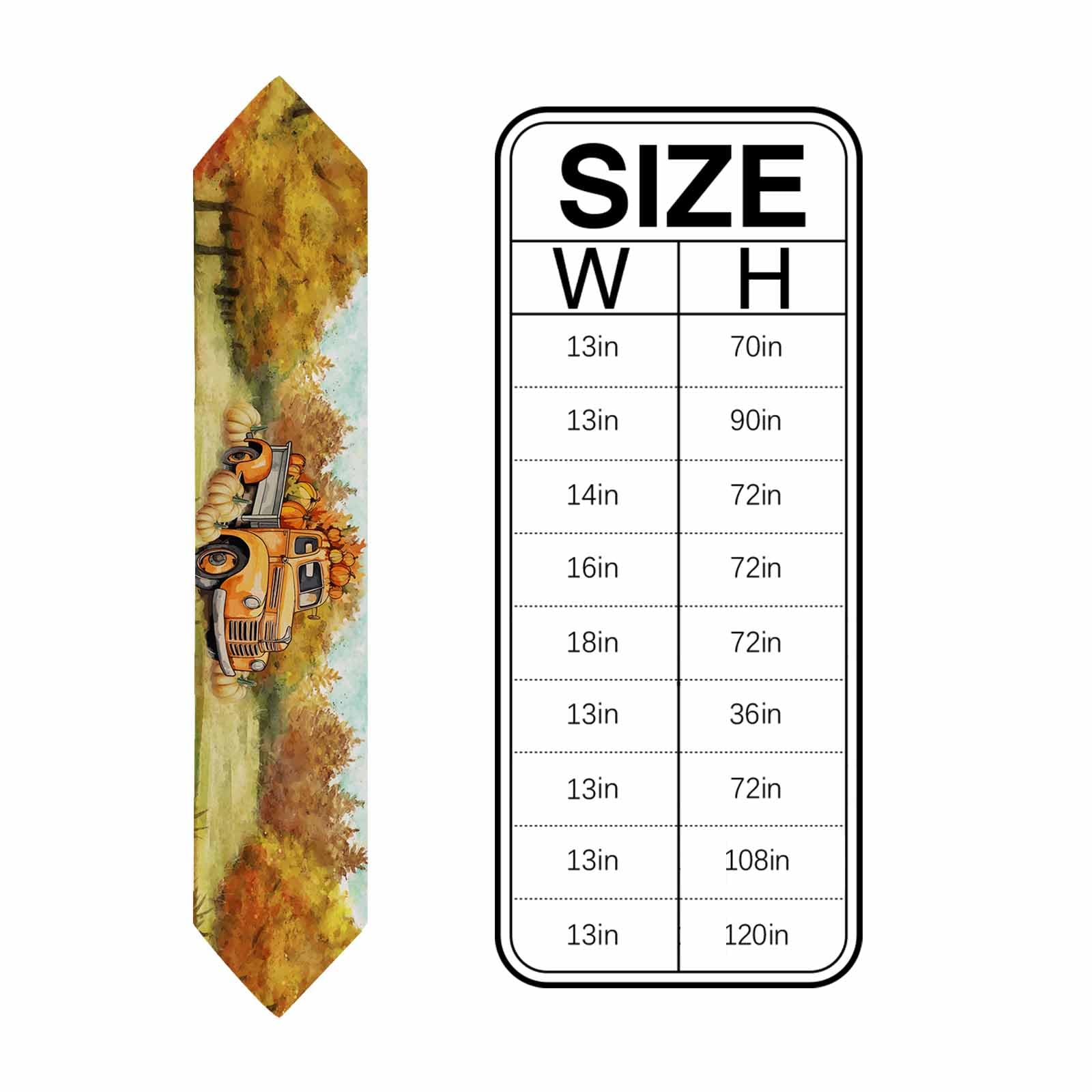 108 Inch Washable Linen Fall Thanksgiving Table Runner - Orange Truck Pumpkin Design for Farmhouse Dining, Kitchen Decor, Holiday Party & Dresser Scarf | Perfect for Autumn Gatherings, Thanksgiving Dinner & Seasonal Home Decoration