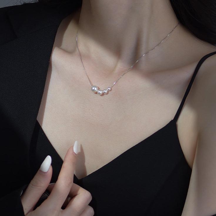 Dainty Irregular Pearl Bead Chain Necklace | XL9015 - Elegant Layering Jewelry for Women, Perfect for Weddings, Parties & Everyday Wear