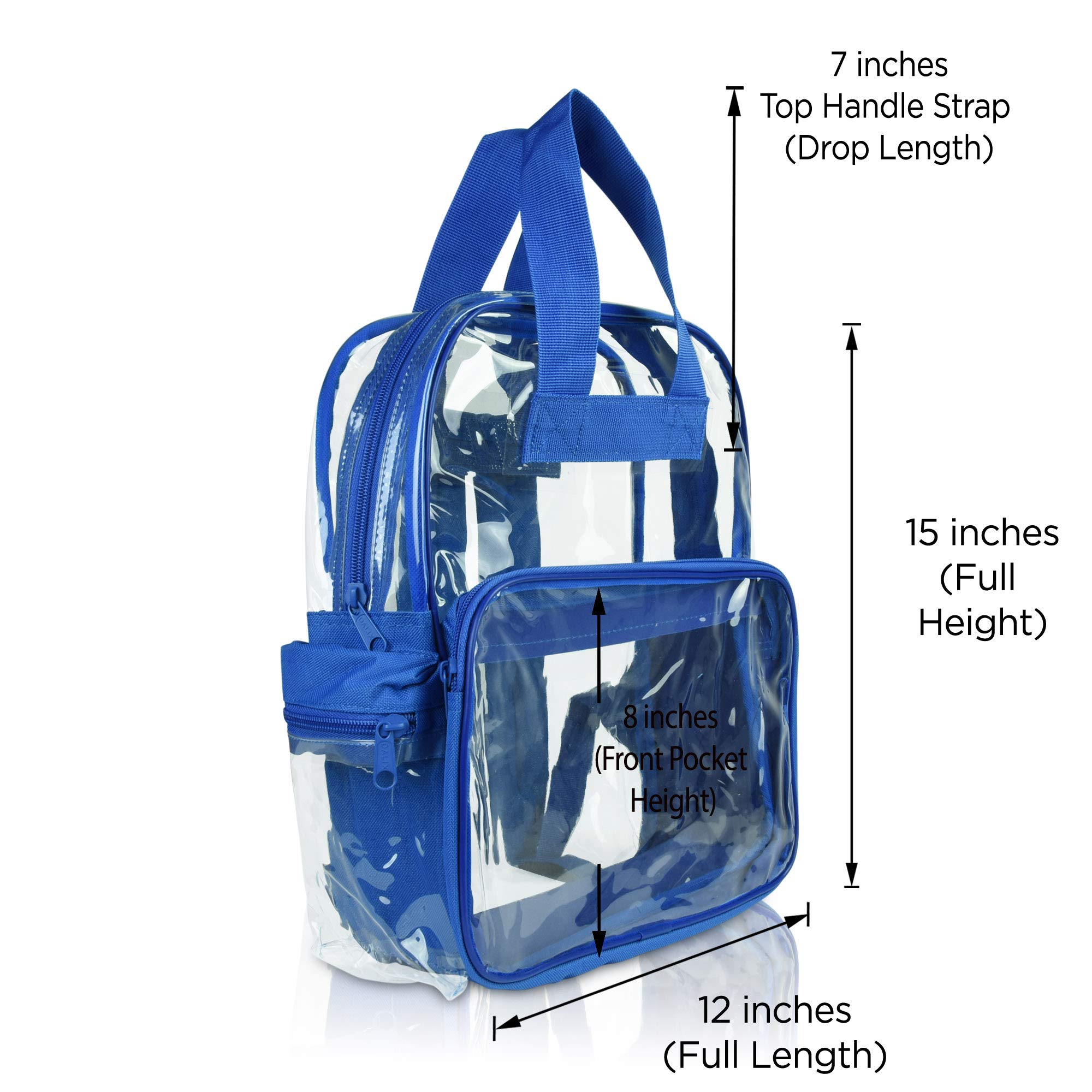 DALIX Small Clear Backpack Bag in Royal Blue - Lightweight Transparent School Backpack for Students, Travel & Stadium Events | Water-Resistant & TSA Approved
