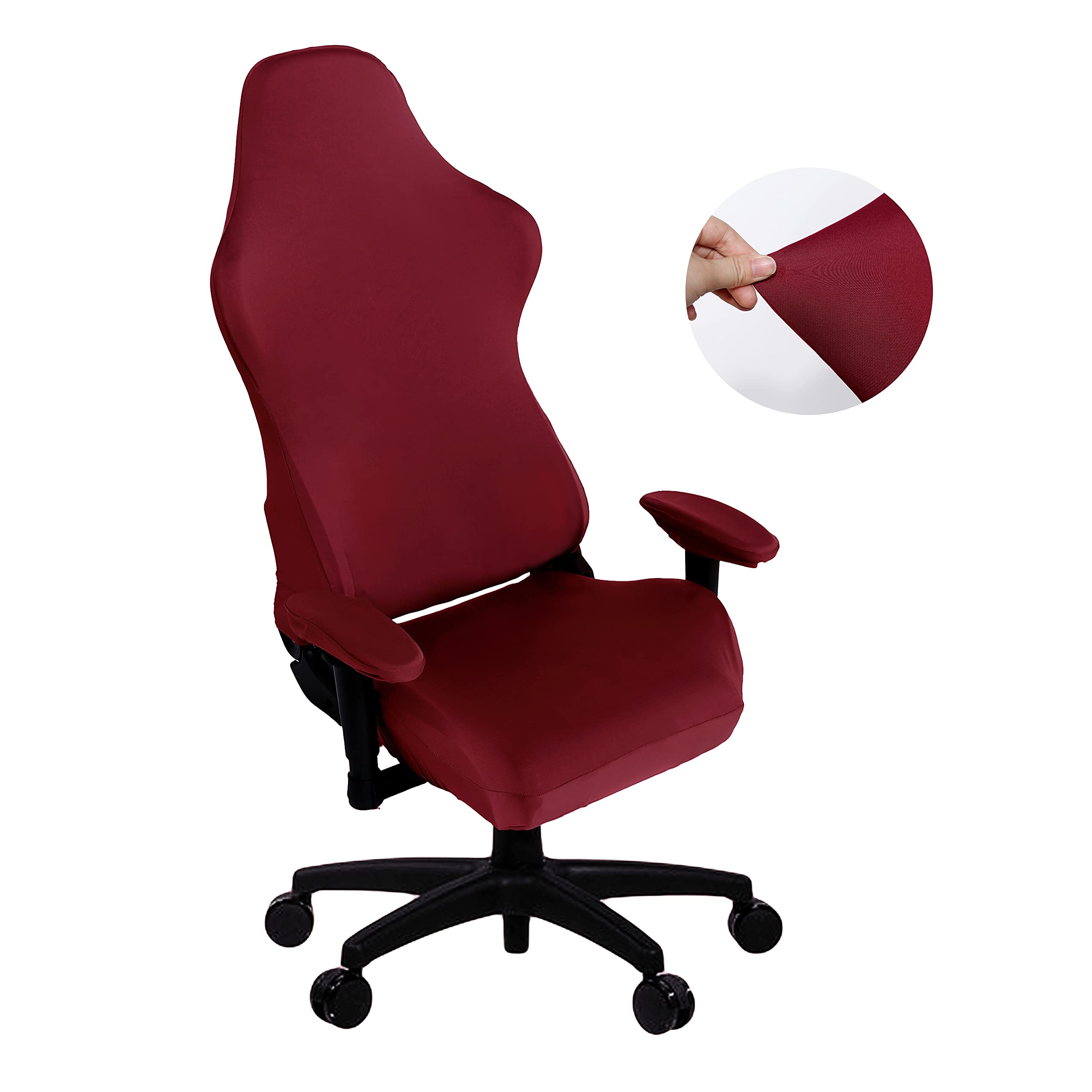 SARAFLOGA Stretchable Washable Gaming Chair Cover - Fits Armchair, Swivel Chair & Office Chairs (Burgundy, X-Large) - Perfect for Home Office, Gaming Setup & Workspace Comfort