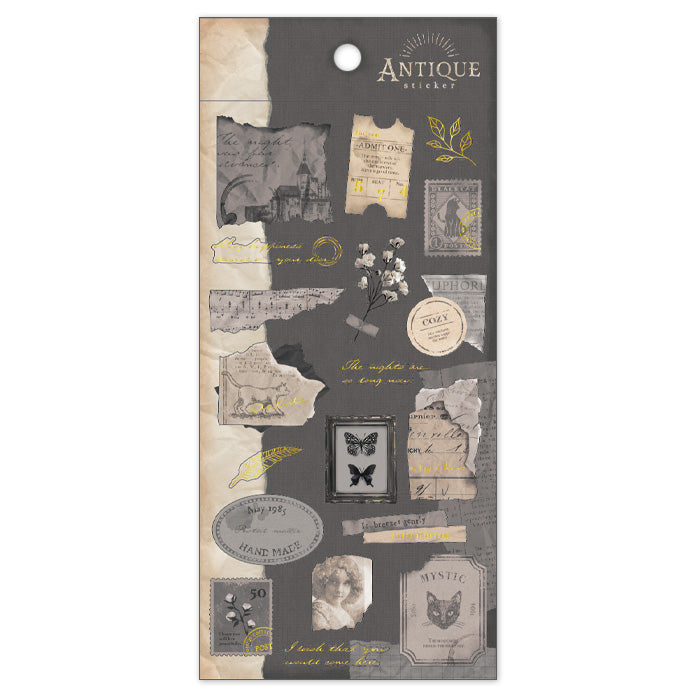 Vintage Sticker Charcoal Gray Mind Wave - Perfect for Scrapbooking, Journaling, and DIY Crafts