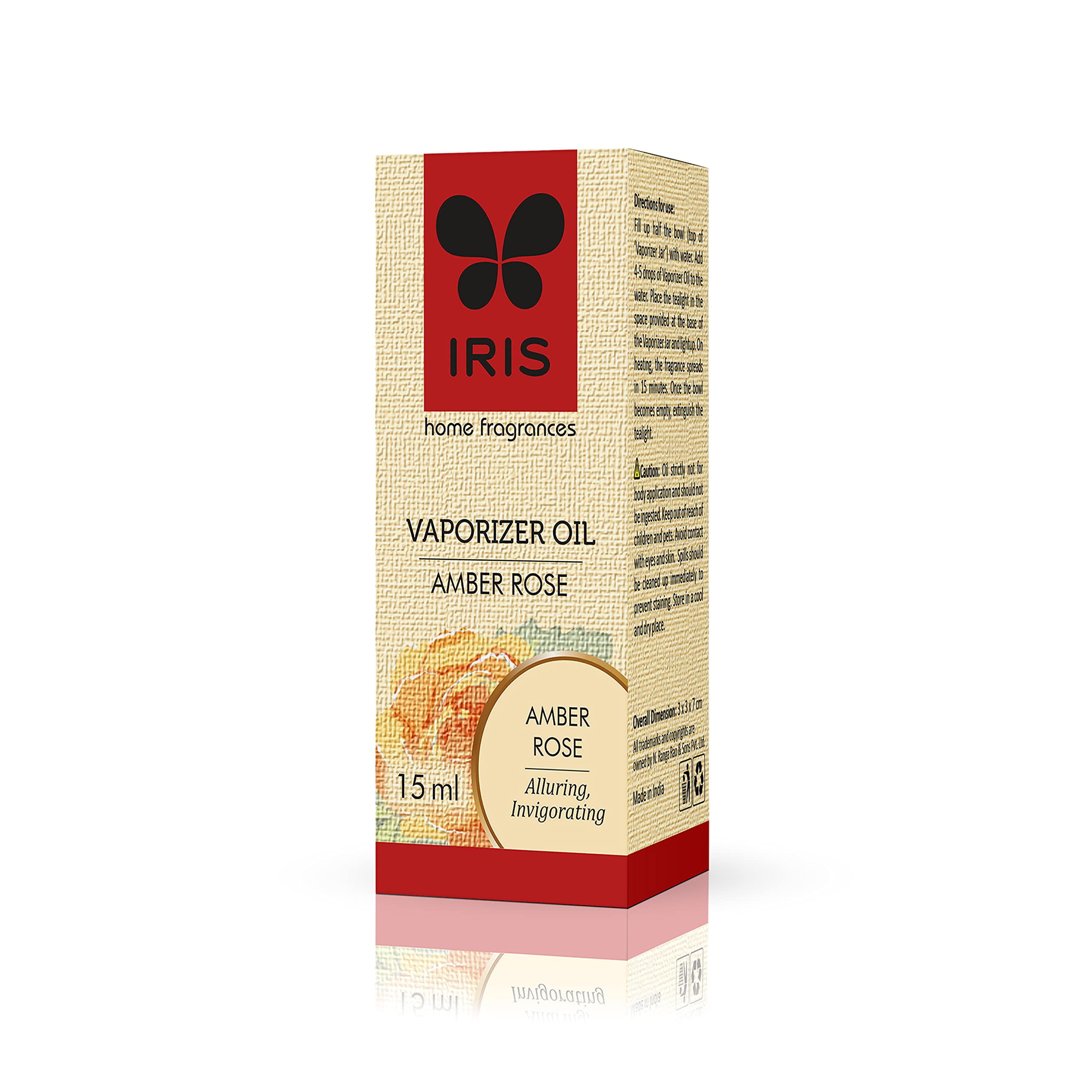 IRIS Amber Rose 15ml Essential Oil for Diffusers & Oil Burners - Premium Aromatherapy Fragrance Oil for Relaxation, Stress Relief & Mood Enhancement - Perfect for Home, Office & Spa Use