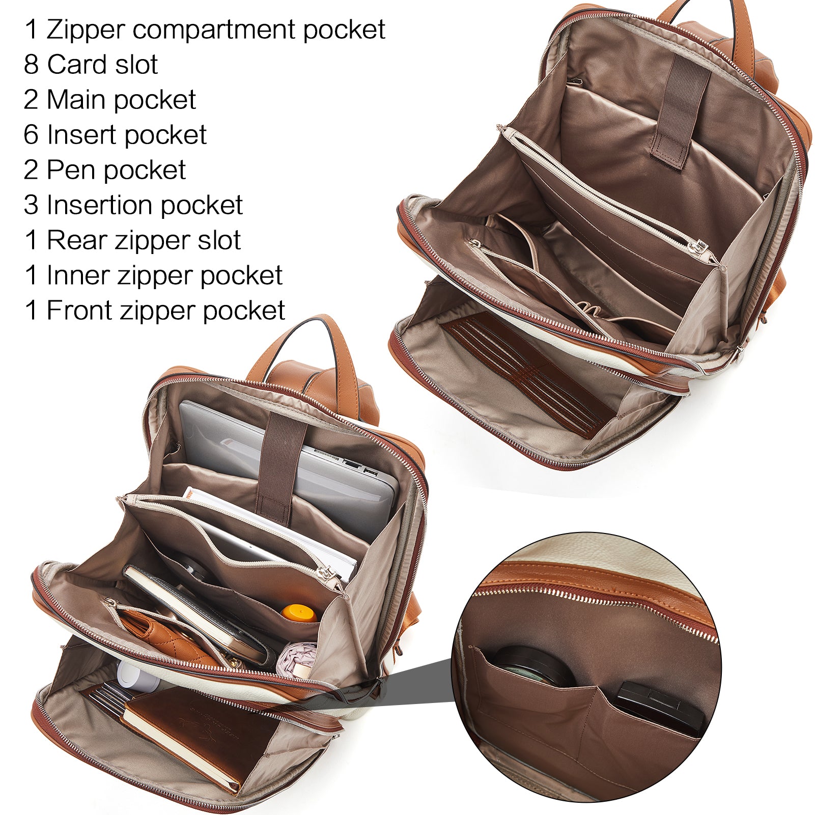 Vallis Genuine Leather Backpack Purse for Women - Stylish & Durable Large Leather Backpack, Perfect for Work, Travel & Everyday Use