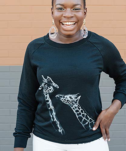 Giraffe Print Women's Sweatshirt - Small Size, Black | Cute Animal Graphic Pullover for Casual Wear & Outfits
