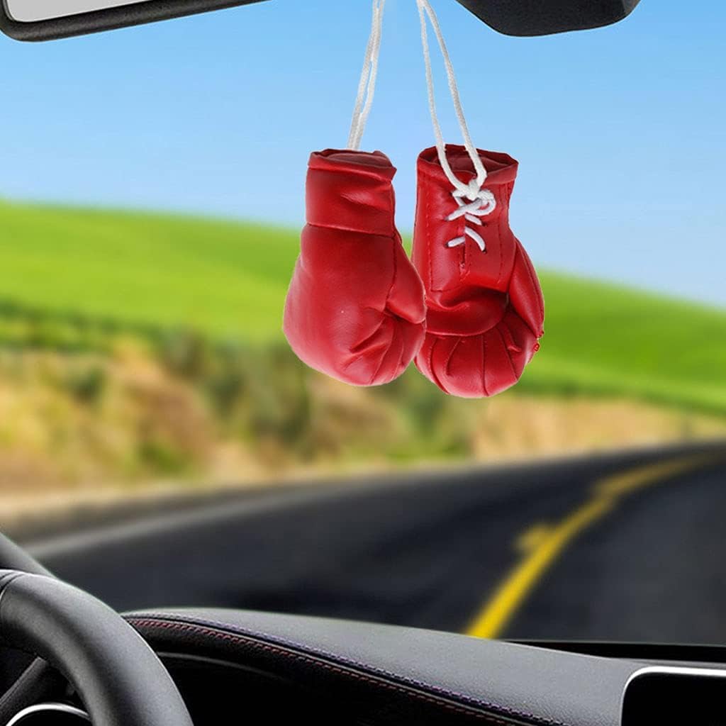 2 Pairs Mini Boxing Gloves - Hanging Boxing Bag Decorations for Car Mirror, Christmas Tree & Home Decor - Cute Boxing Toy Gifts for Sports Fans