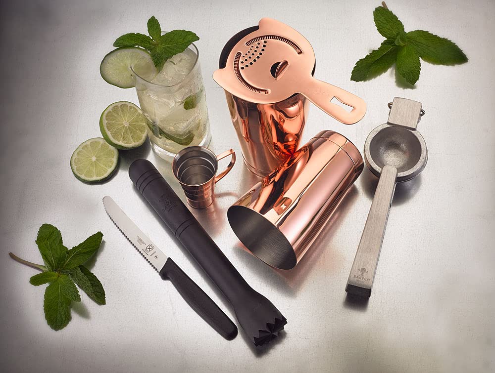 Premium Copper Barfly Cocktail Kit - Complete Mojito Making Set with Muddler, Jigger & Spoon - Perfect for Home Bars, Cocktail Parties & Mixology Enthusiasts