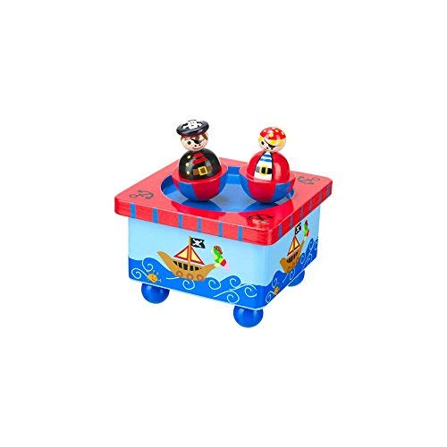 Orange Tree Toys Pirate Music Box - Handcrafted Wooden Musical Gift for Kids & Collectors - Perfect for Pirate Themed Parties & Nursery Decor