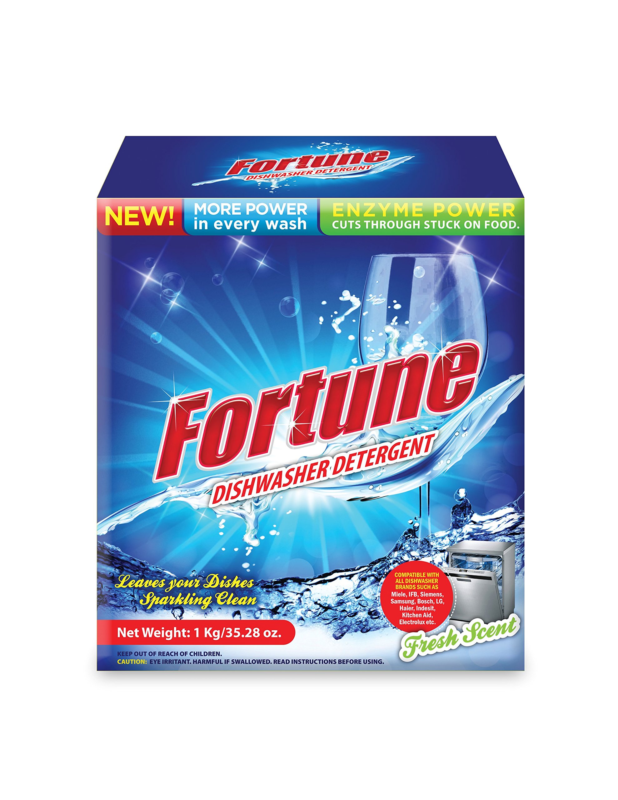 Fortune Dishwasher Rinse Aid 500ml (2-Pack) + Dishwasher Salt 2kg + Detergent 1kg - Universal Fit for All Dishwasher Brands - Perfect for Sparkling Clean Dishes in Homes & Restaurants