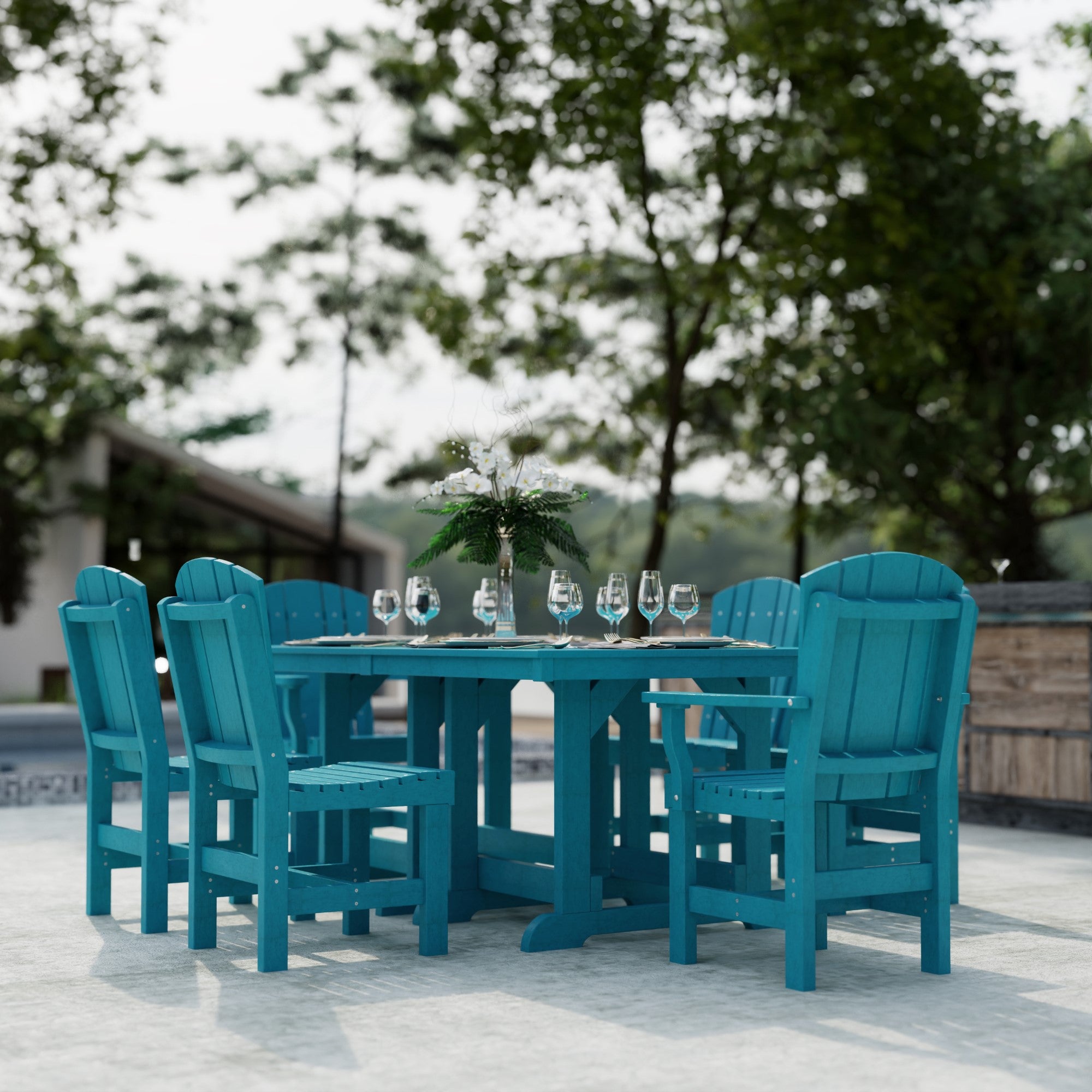 Heritage 7-Piece 44x72 Inch Dining Table Set with Chairs - Perfect for Family Gatherings, Dinner Parties & Outdoor Entertaining