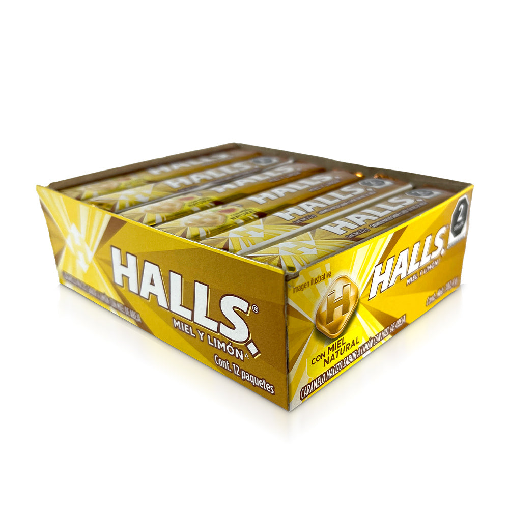 Halls Mexican Honey Lemon Cough Drops | 12 Count Box | Soothes Throat & Relieves Cough for Travel, Work & Daily Use