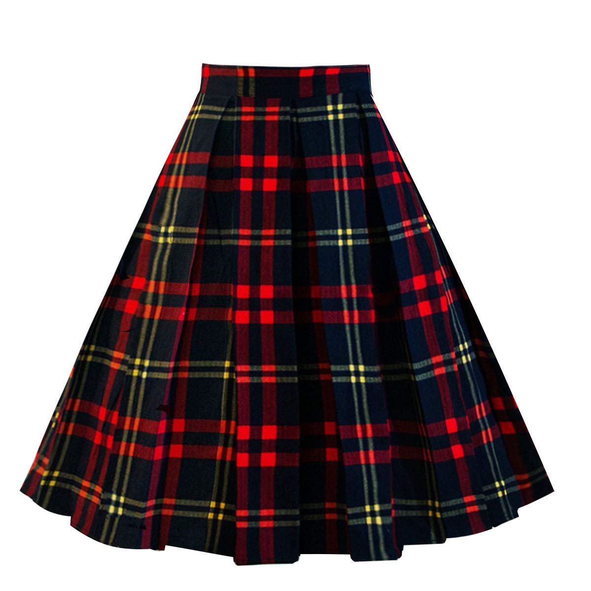 Vintage Floral Print Pleated A-Line Midi Skirt for Women with Pockets - Retro Style Skirt for Casual Wear, Office, Date Night & Spring Outfits