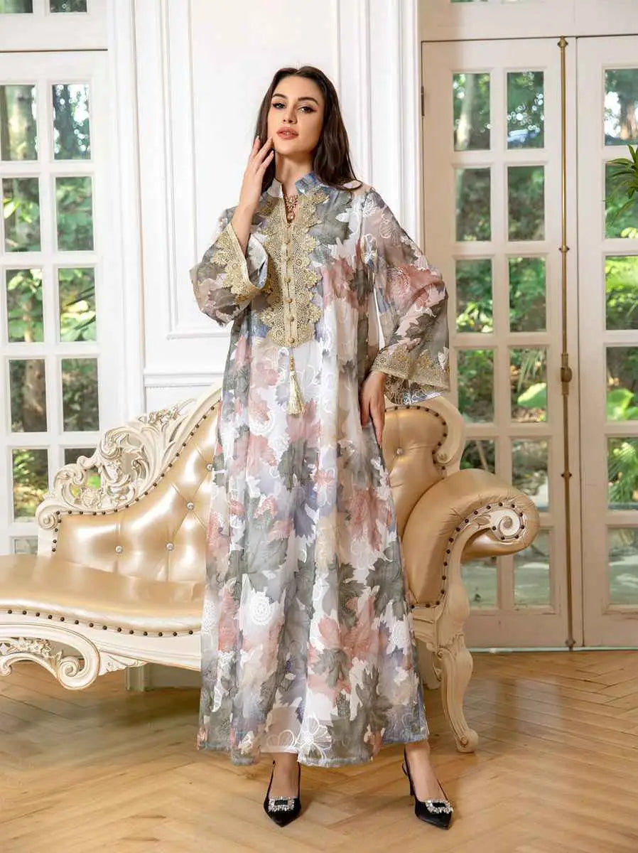 Elegant Eid Dress for Women - Embroidered Arab Dubai Kaftan Caftan Dress - Perfect for Eid Celebrations, Weddings & Special Occasions