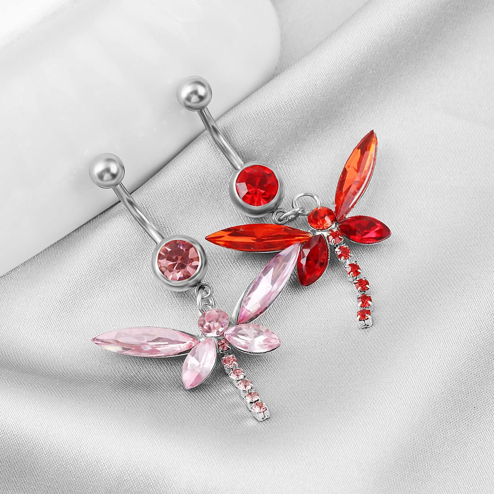 Diamond Butterfly Chain Pendant Belly Ring | 14K Gold Plated Navel Jewelry for Women | Perfect for Piercing, Beach Wear & Special Occasions