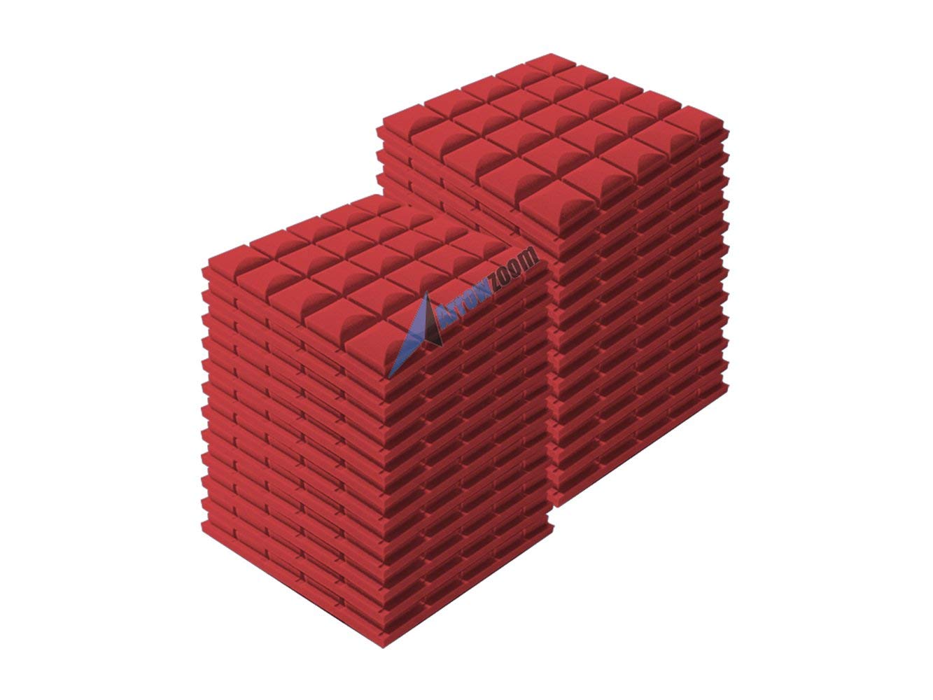 Arrowzoom Super Dash 24-Pack Acoustic Foam Panels 50x50x5cm Red - Soundproof Studio Wall Tiles for Home Recording, Vocal Booth & Noise Reduction