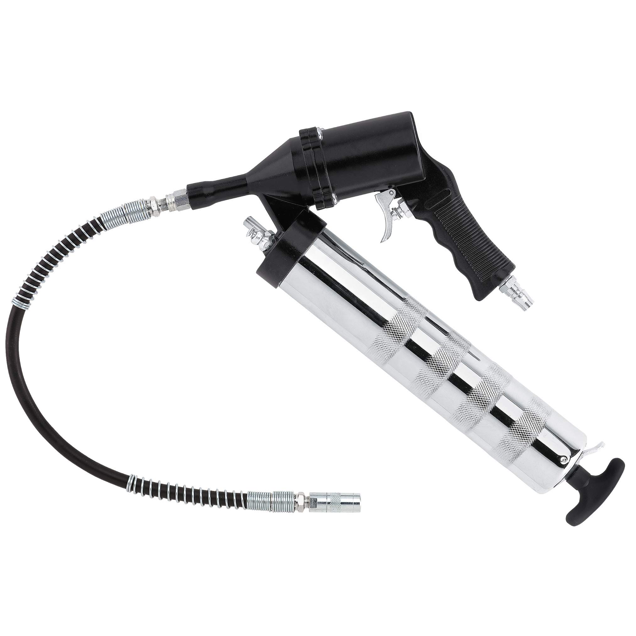 LUMAX LX-1161 Silver 360° Continuous Cycle Air Grease Gun - 6000 PSI Heavy Duty Professional Grease Gun for Automotive, Industrial & Farm Equipment Maintenance