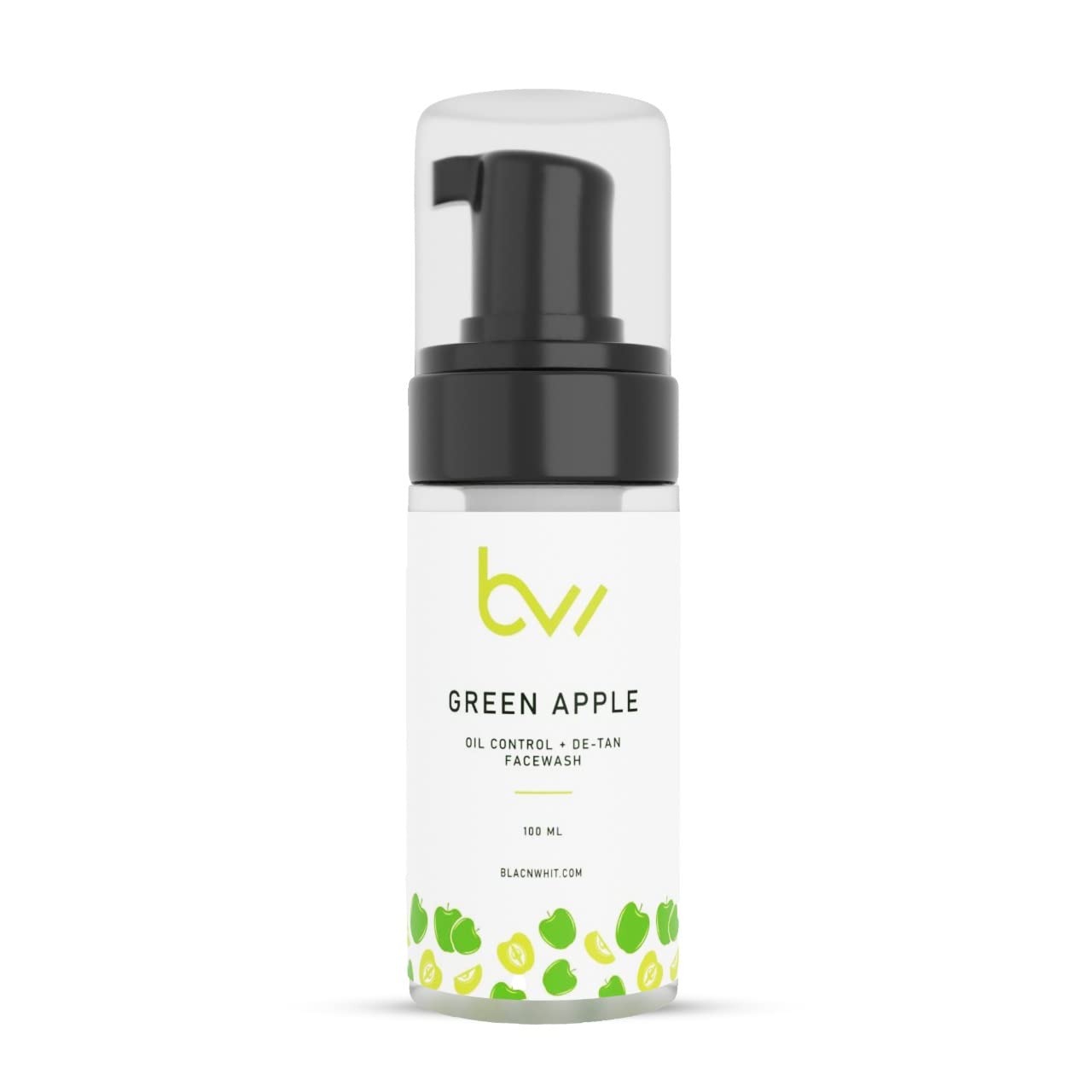 BLACNWHIT Green Apple Brightening Face Wash - De-Tan, Oil Control Foaming Cleanser for All Skin Types, Men & Women (100ml) | Gentle Daily Cleansing for Glowing Skin, Morning & Night Routine, Acne-Prone & Sensitive Skin Care