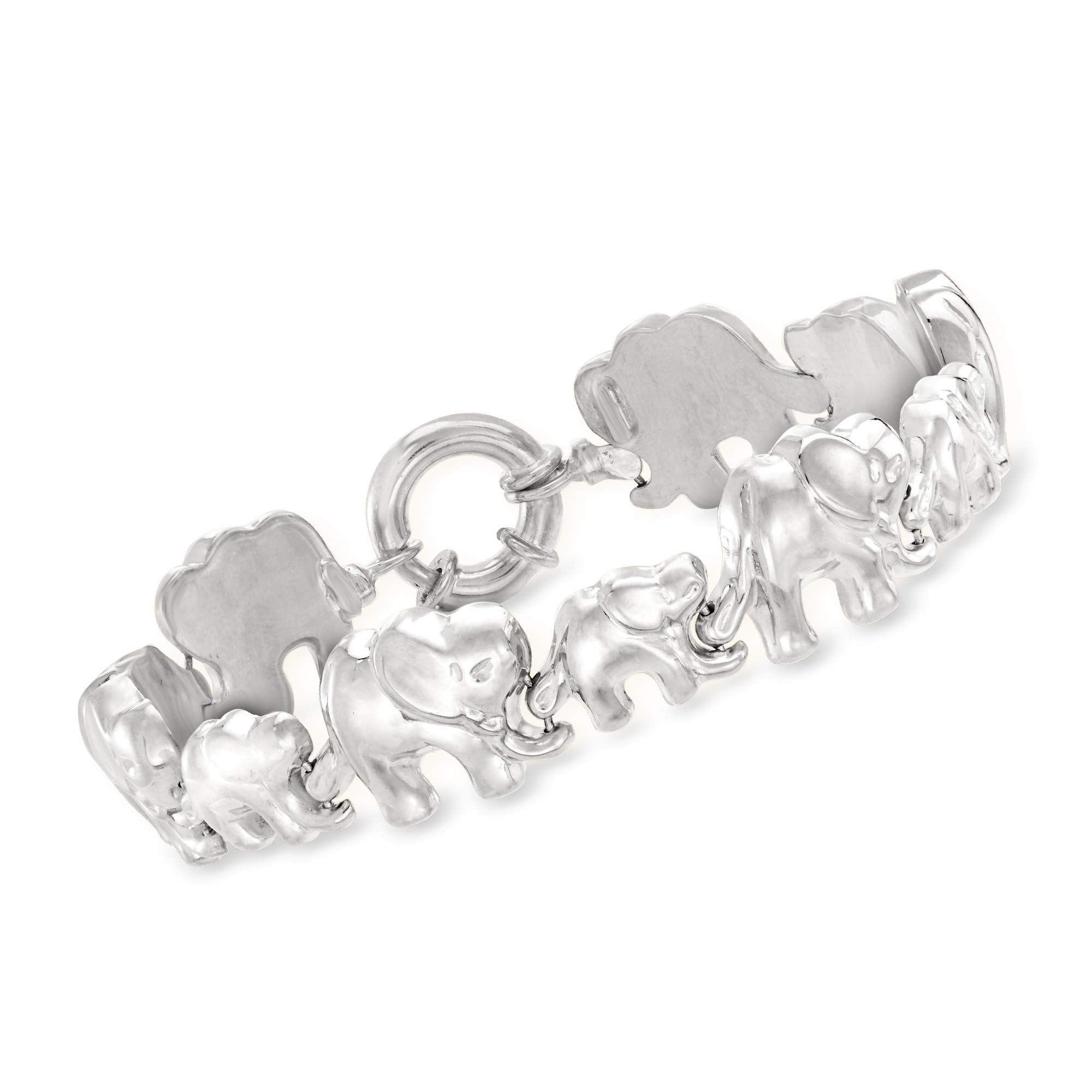 Ross-Simons Sterling Silver Elephant Charm Bracelet for Women - Elegant Animal Jewelry Gift for Birthday, Anniversary & Everyday Wear