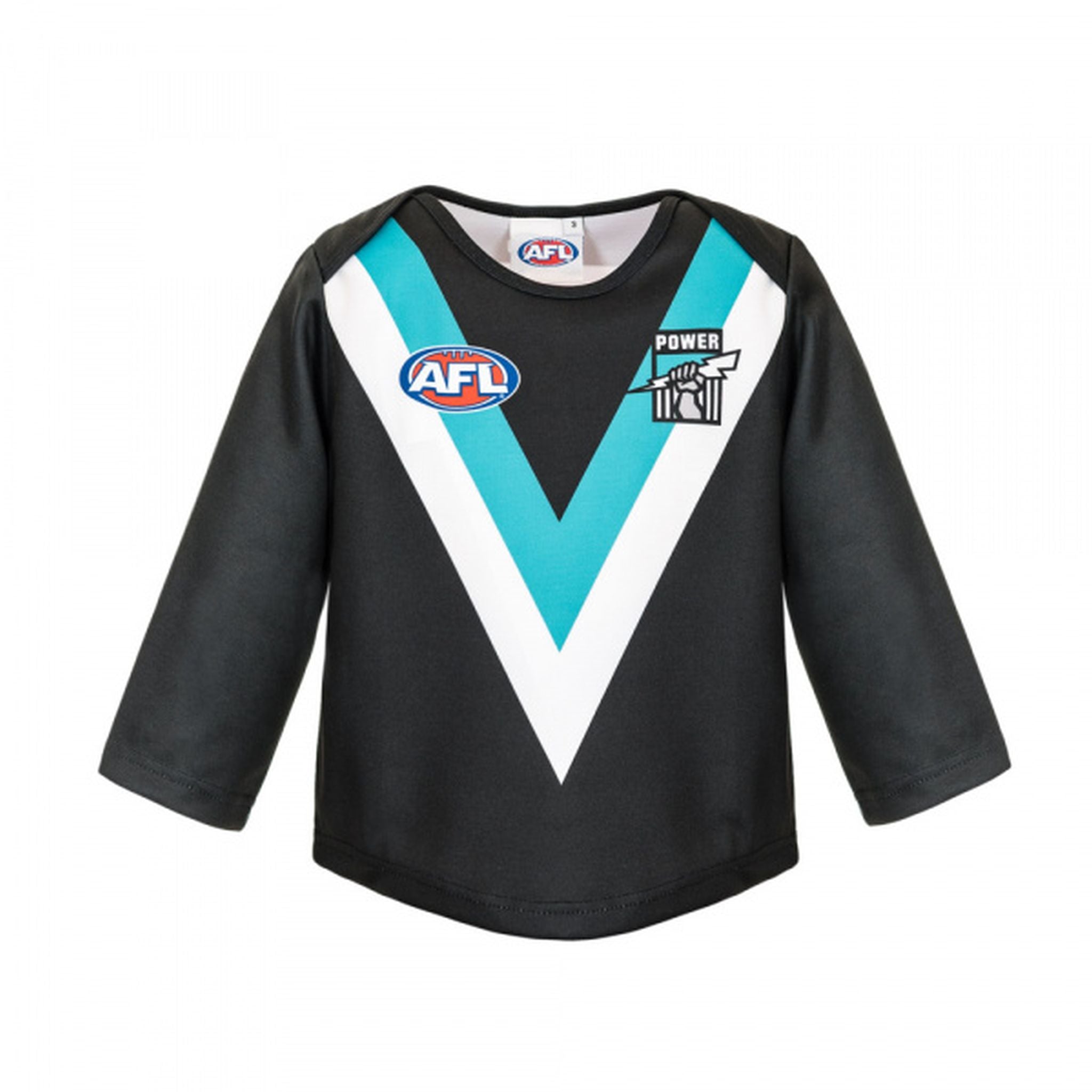 Burley Sekem Port Adelaide Power AFL Infant Long Sleeve Replica Jersey - Size 2 - Official Team Gear for Baby Fans & Game Day Outfits