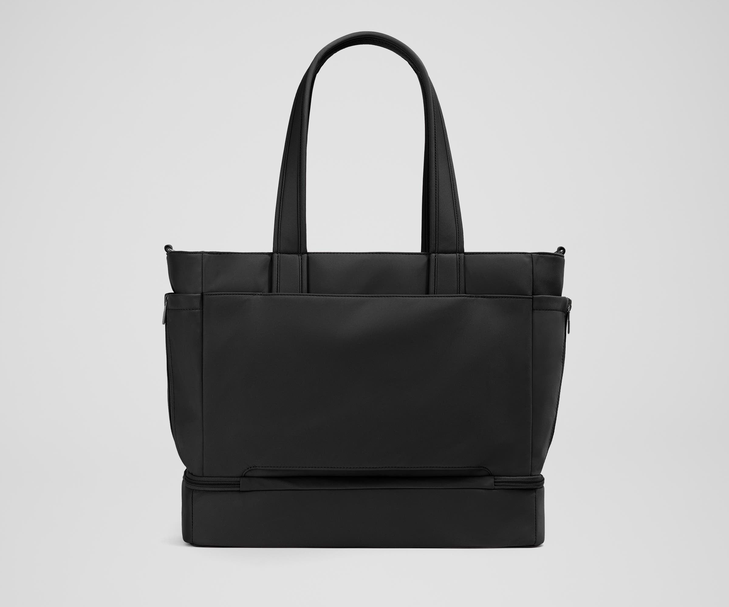 Jet Black Double Diaper Tote Bag - Large Waterproof Baby Essentials Organizer for Moms - Perfect for Daycare, Travel & On-the-Go Parenting