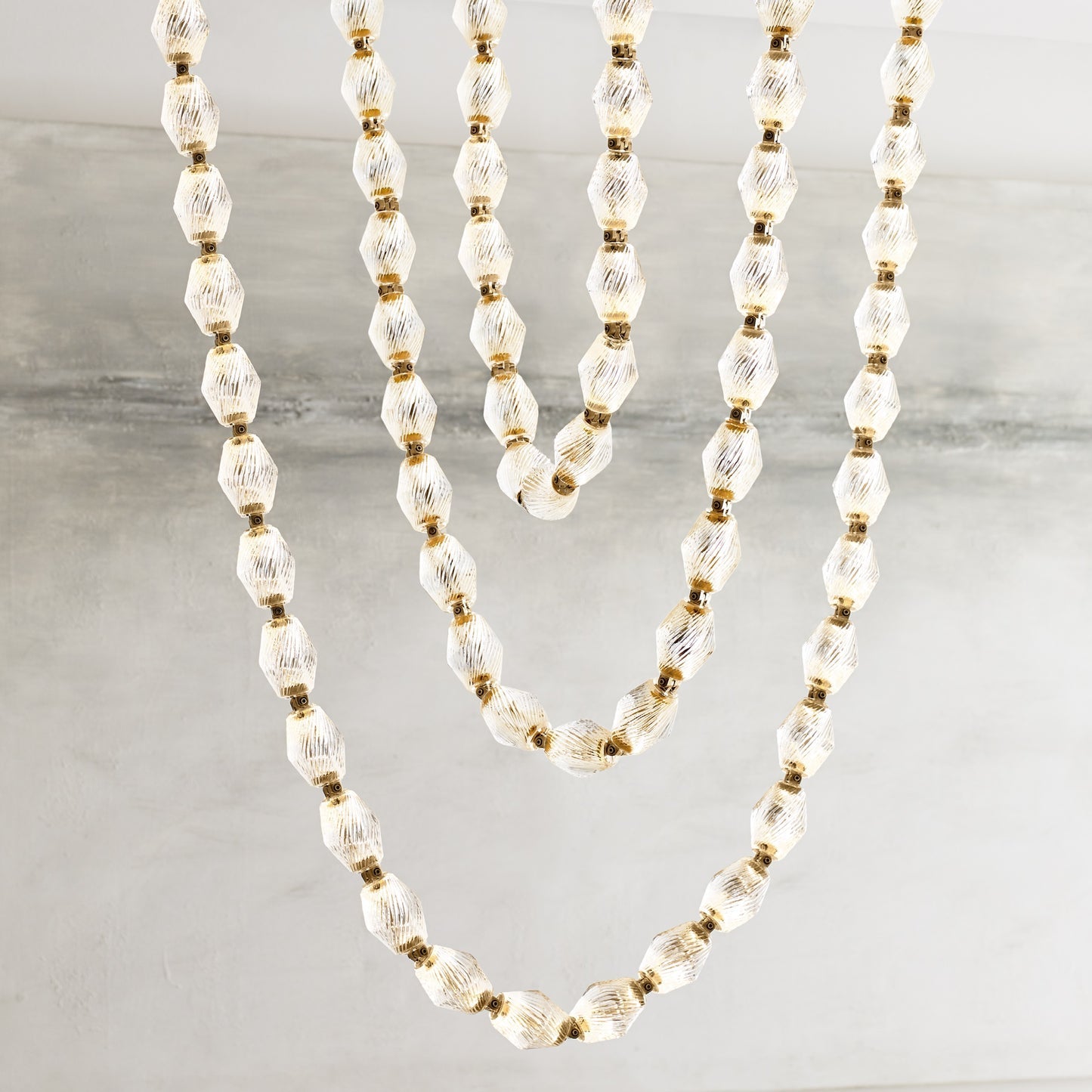 Elegant Glass Chain Chandelier - Modern Crystal Pendant Lighting Fixture for Dining Room, Bedroom, or Living Room Decor