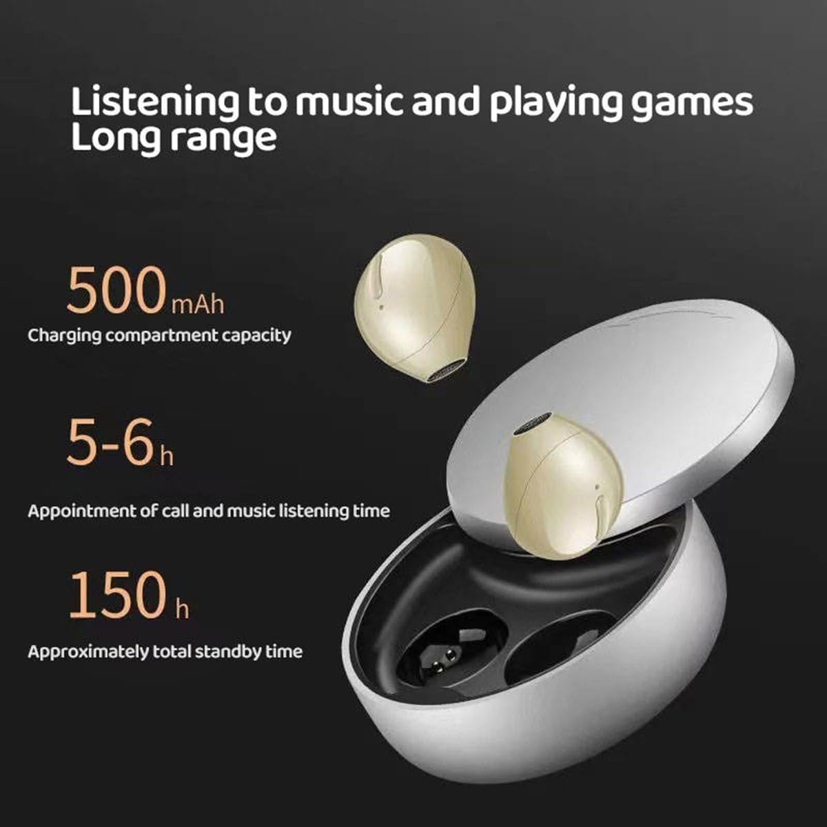 Smallest Invisible Wireless Bluetooth Earbuds for Side Sleepers - Comfortable Noise Cancelling Sleep Headphones for Small Ears, Perfect for Sleeping, Working & Hiking (Black) | Ideal for Nighttime Use, Office Focus & Outdoor Activities