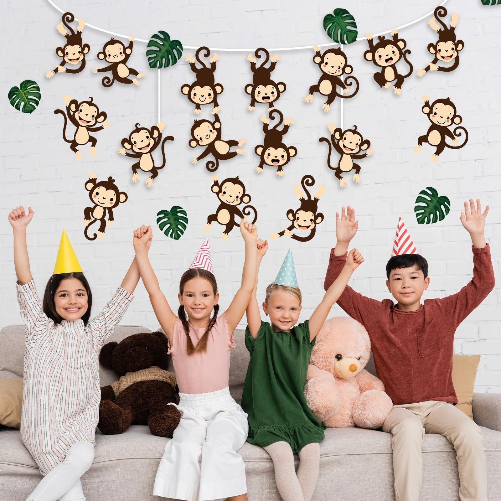36pcs Safari Birthday Party Decorations - Jungle Theme Hanging Monkey Cutouts, Animal Wall Decor for Kids Classroom, Bulletin Board & Wild One Birthday Party Supplies | Perfect for Jungle Safari Themed Parties, Baby Showers & School Events