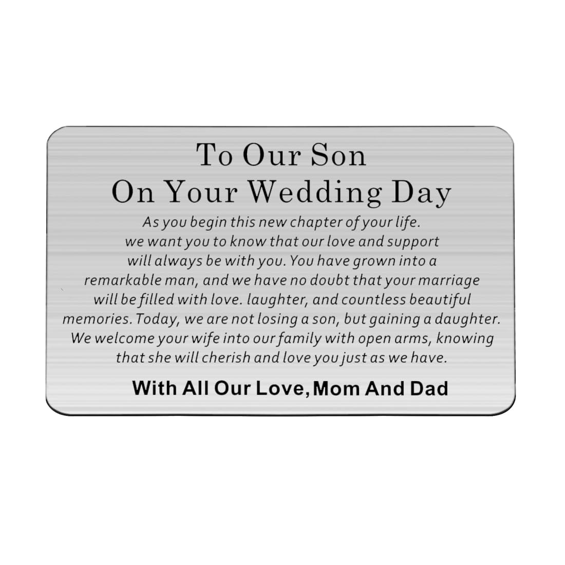 Son Wedding Gift Wallet Card - Groom Gift from Parents for Wedding Day - Perfect for Ceremonies & Speeches