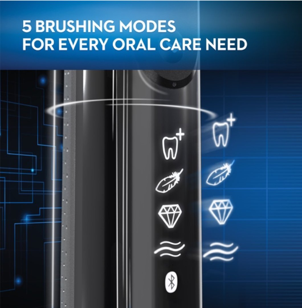 Oral-B 7500 Electric Toothbrush with 3 Replacement Brush Heads & Travel Case - Black | Smart Pressure Sensor, Bluetooth Connectivity | Perfect for Travel & Daily Oral Care