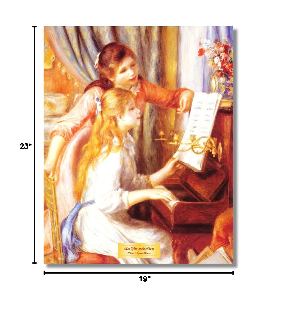 Renoir 'Two Girls at The Piano' Honey Framed Art Print - Premium Wall Decor for Living Room, Bedroom & Office